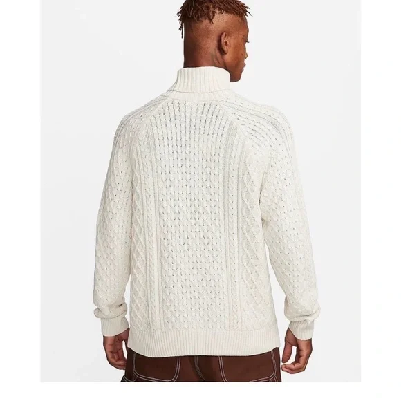 Nike Life Men's Cream Cable Knit Turtleneck Sweater Size Small - FB7770-072 - Picture 3 of 12